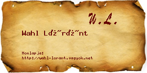 Wahl Lóránt névjegykártya