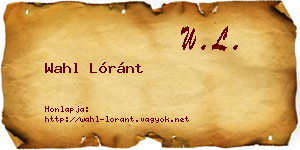 Wahl Lóránt névjegykártya